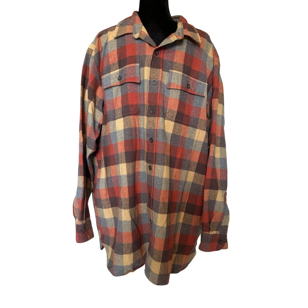 L.L. Bean Window Pane Plaid Flannel Shirt Size XLT